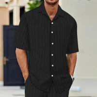 Gran oferta de camisas de manga corta para hombre, color sólido, cuello vuelto, estilo informal de playa de talla grande - details 1