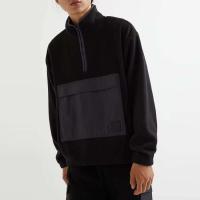 Sudadera extragrande Decheng OEM con bolsillo grande con cremallera, jersey Sherpa ligero con hombros adornados en marrón - details 9