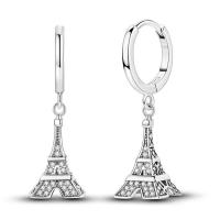 Pendientes coloridos de plata de circonio, cruz, calavera, torre de hierro, pluma estilográfica, taza de café, estrellas, regalos de mujer, joyería de boda - details 6