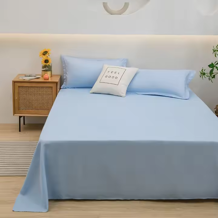 Sábana de algodón de aloe puro de color de una sola pieza para cama doble - 1