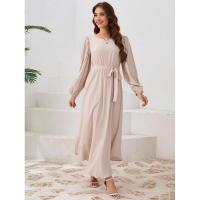 Vestido casual de manga larga para mujer, prenda elegante de color bastante sólido, para 2025 - details 1