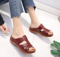 Women Cross Strap Sandals Buckle Strap Open Toe Solid Color Non-slip Slippers Slip-on Shoes - details 1