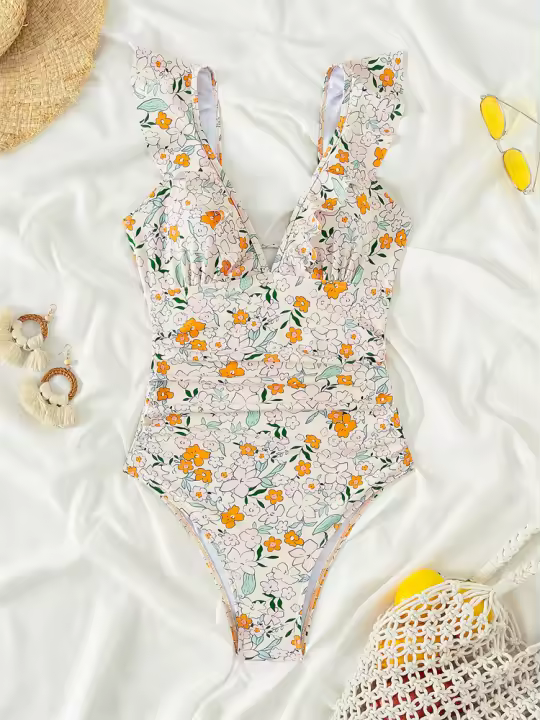 Traje de baño de una pieza para mujer, traje de baño ahuecado con les, sexy, traje de playa sin espalda de verano - 1