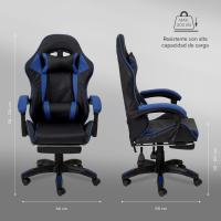 Gaming con Respaldo Ergonómico Inclinable y Altura Ajustable, Silla de Oficina con Soporte Lumbar, Acolchado y Reposapiés Extraíble, Negro, 58x66x114-124 cm - details 31