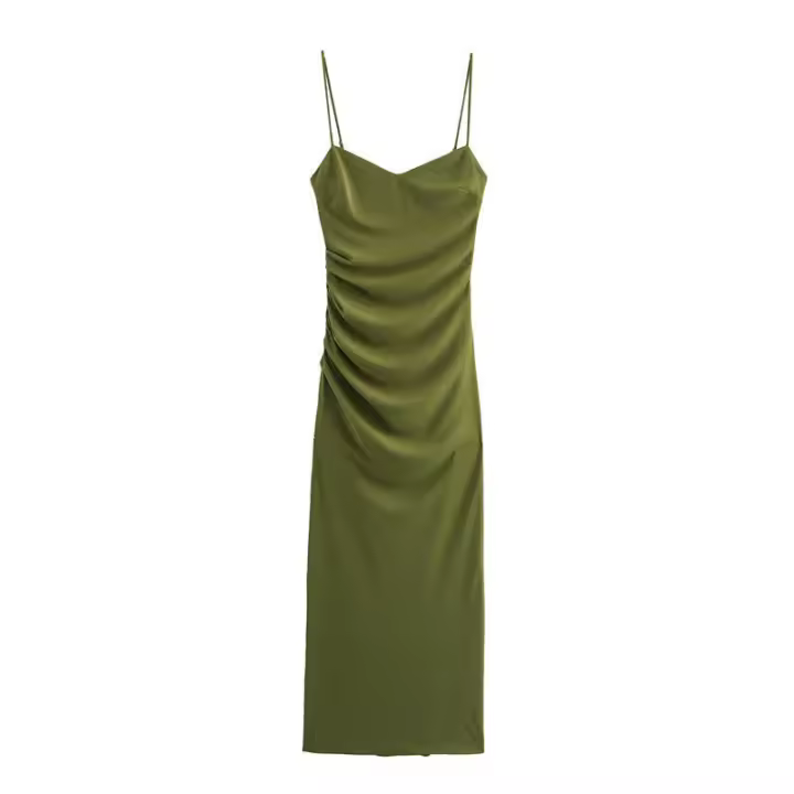 Vestido de Verano 2025 para Mujer Estilo Moderno Sin Mangas, Top de Cintura Hipster, Cremallera Lateral, Baberos, Ajuste Regular, Falda Maxi - 1