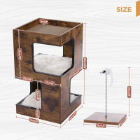 PAWZ Road Camita para gatos con dos grandes condominios, almohadilla rascadora, rascadora para gato desmontable, casa de madera para gatos con tapetes mullidos, muebles para gatos y juguetes para gatos - details 0