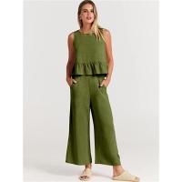 Conjuntos de dos piezas de verano para mujer, jersey informal sin mangas, tops y pantalones sueltos para mujer - details 5