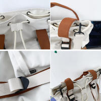 Bolso de hombro de nailon ligero con asa superior de gran capacidad, negro y blanco, para guardar cosméticos y teléfonos móviles - details 2