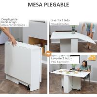 Mesa Plegable de Comedor Mesa de Cocina Plegable con Ruedas Alas Abatibles y Estantes para 4-6 Personas 75x140x74 cm Cemento Gris - details 47