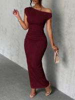 Elegante Vestido de Fiesta para Mujer Manga Corta, Escote Asimétrico, Ajuste Ajustado, Tejido Elástico Perfecto para Eventos Nocturnos o Cócteles - details 12