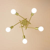 Goeco Lámpara de Araña 60W Vintage para Dormitorio Salón Luz de Techo Montada en el Techo Bombillas Incandescentes de Hierro 5 Bases E27 - details 15