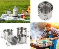 Tazas de acampada portátiles, tazas y tazas de acero inoxidable para exteriores con mango plegable, 4 paquetes - details 5