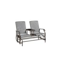 Mecedora Balancín Plegable Carga 120KG con Reposabrazos y Apoyo para Cabeza 102x65,5x103 cm para Exterior Acampar Porche Balcón Beige - details 16