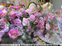 Camino de mesa de rosa púrpura de lujo, telón de fondo de boda, marco de arco de cuerno, arreglo de decoración, soporte de flores para escenario Floral, centro de mesa Ba - details 13