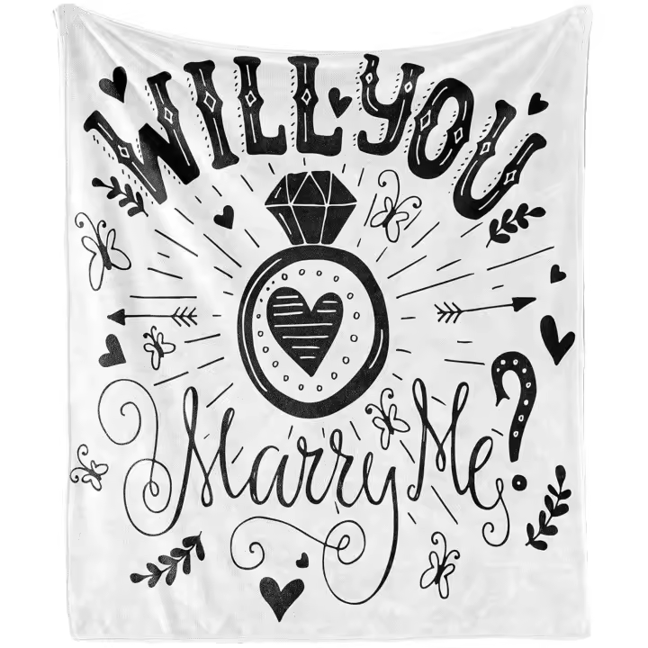 Manta con temática occidental para fiesta de compromiso, imagen de Celebración de corazones, funda de sofá suave para adultos, blanco y negro - 1
