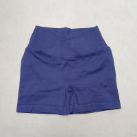 Hamidou pantalones cortos deportivos para mujer, Shorts de Yoga con cintura cruzada, gimnasio, entrenamiento, correr, cintura alta, realce de cadera, sin costuras, Fitness - details 0