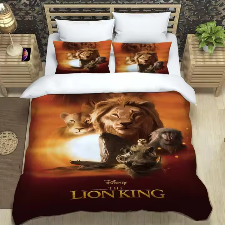 Funda de Edredón de Patrón de León Rey Funda de Almohada de Tamaño Variable Regalo de Navidad Ideal - 1