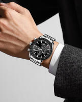 Reloj de cuarzo con correa de acero multifunción para hombre nuevo suizo - details 12