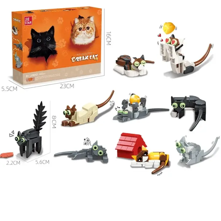 Bloques de Construcción de Gato Negro y Azul Conjunto de 443PCS Juguete Educativo STEM - 1