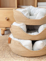HOOPET-cama para mascotas para las cuatro estaciones, perrera para gato, cachorro, sofá hecho a mano, tejido de bambú, nido acogedor, accesorios para mascotas - details 1