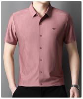 25 Nuevo verano Anti arrugas Casual Polo Business Camisa de manga corta a rayas verticales para hombres - details 16