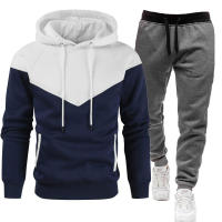 Sudadera deportiva de dos colores para hombre, traje ajustado con costuras de color contrastante, moda de ocio, 2024 - details 3
