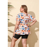 Vetacats Nuevo traje de baño de dos piezas de talla grande para mujer, estampado conservador - details 8
