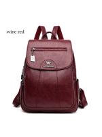 Mochila De Cuero Suave Para Mujer En 5 Colores Bolsa De Hombro Vintage Casual Viaje Mochila De Escuela Bolsa Para Damas - details 7