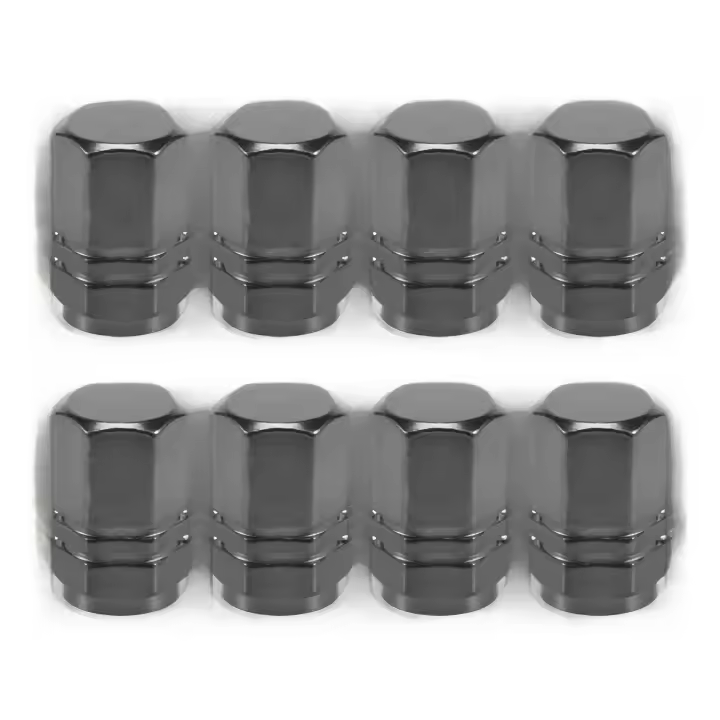 Tapas de Válvula de Neumático de Titanio Gris Hexagonal 8 Piezas A Prueba de Polvo para Coche - 1