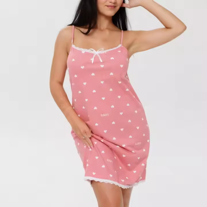 2025 vestido con estampado de leopardo de empalme de encaje de verano de estilo europeo y americano camisón con tirantes sexy - 1