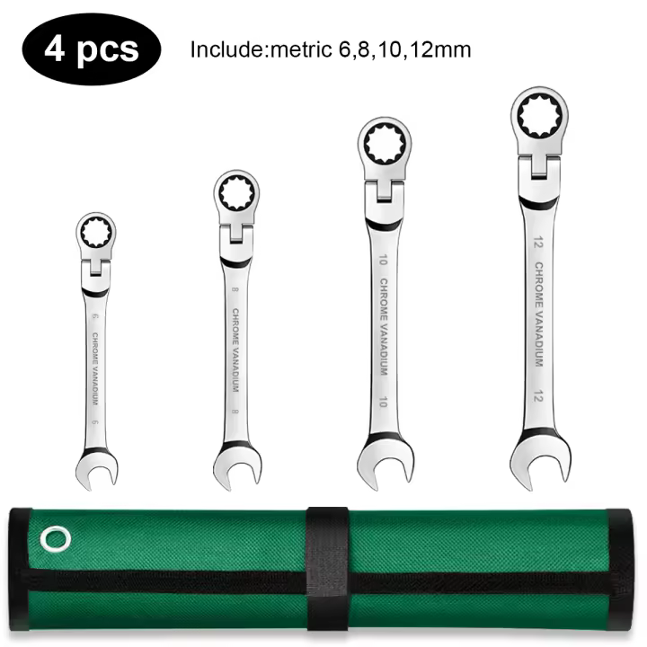 Llave de trinquete combinada con cabeza flexible Herramienta de coche de doble propósito Set de trinquete Anillo de engranaje Peluca de batería normal - 1