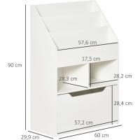 Mueble Libre para Niños 3 Compartimentos, 2 Cubos y Cajón Móvil 4 Ruedas Blanco - details 3