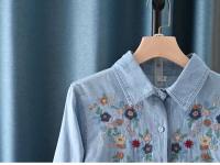 Blusas Bordadas de Flor Moda Coreana para Mujeres Primavera Camisa de Jeans de Diseñador - details 11