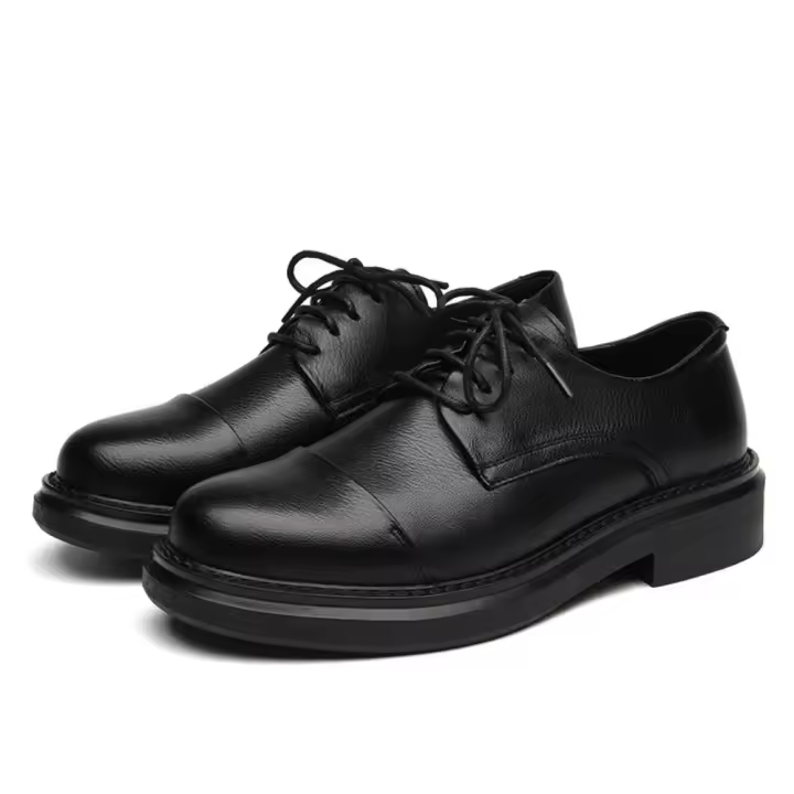 Zapatos transpirables para hombres, calzado de cuero Negro, suave, informal al aire libre, Otoño de 2025 - 1