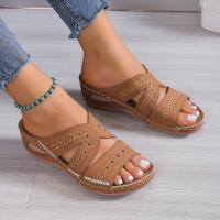 Sandalias de cuña para mujer, verano 2025, con bordado, suela gruesa, punta abierta, pantuflas, moda retro, casual, ligeras, plataforma, deslizantes. - details 7