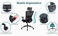 Silla Escritorio Ergonómica, Silla Oficina con Reposacabezas y Reposabrazos Ajustables, Sillas Escritorio con Soporte Lumbar, Silla Ergonómica Escritorio para Oficina - details 1