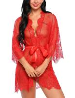 Ropa de dormir erótica transparente con cuello en V, lencería para mujer, Babydoll, disfraz de Tanga, bata tipo kimono, ropa de dormir de encaje, vestido Sexy - details 20
