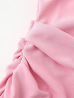 OUWU- Vestido Midi Con Tirantes Y Decoración Plisada De Color Sólido Con Temperamento Versátil A La Moda Para Mujer De Estilo Europeo - details 5