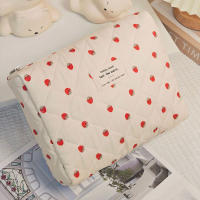 Bolsa De Maquillaje Para Mujer Estilo Fashion Con Diseño De Fresa Bolsa De Cosméticos Portátil Y Cute Bolso De Almacenamiento Para Viajes Cierre De Cremallera Material PU Y Algodón - details 5