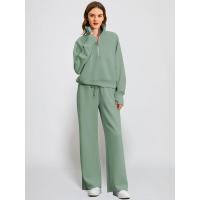 Conjunto casual de dos piezas para mujer: sudadera extragrande con media cremallera y pantalones deportivos de pierna ancha - details 66