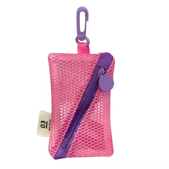 Bolsas ligeras de malla con cremallera para mujer, Mini bolsa de maquillaje con gancho giratorio, organizador de accesorios cosméticos portátil, visibilidad, ahorro de espacio - 1