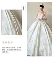 Vestido de novia ligero sin tirantes de satén francés para mujer, hilo principal con textura de princesa fugitiva, novedad de 2025 - details 4