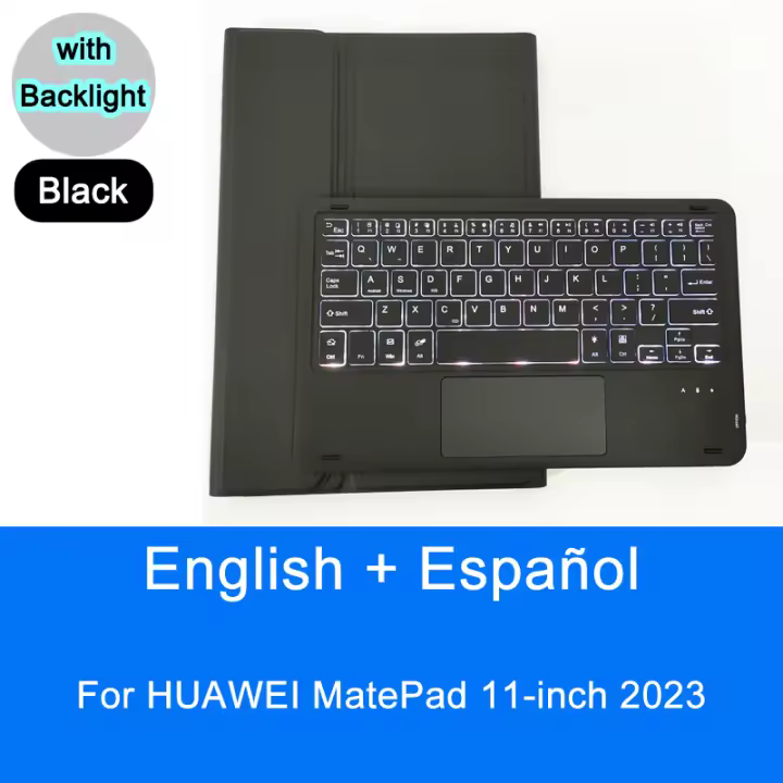 Funda de teclado Bluetooth para HUAWEI MatePad 11 pulgadas 2023 con retroiluminación de teclado Estilo Inglés y Español Material de Cuero Sintético Portátil - 1