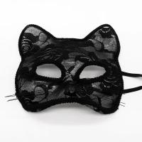 Máscara de encaje de Halloween media cara bola de mascarada femenina Cosplay Animal cara de gato máscara negra - details 1