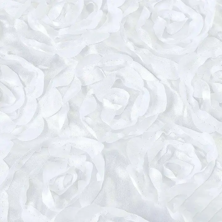 Mantel rectangular de raso con nudo rosa 3D, blanco, sin costuras, grandioso, 120x180cm - 1