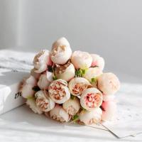 Ramo de novia 27 cabezas emulación peonía té rosa tallo largo flor falsa 30cm peonía novia flor hogar - details 8