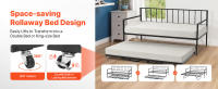 Cama Individual SucceBuy con Altura Ajustable, Base de Metal con Cama Nido, Luz LED Integrada y Estación de Carga, Listones de Metal Resistentes para Sala de Estar o Dormitorio - details 4
