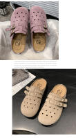 Medias zapatillas baotou retro de suela gruesa para uso exterior de las mujeres, primavera y verano nuevos zapatos de pedal para personas perezosas transpirables y versátiles - details 31