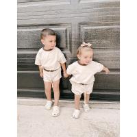 Conjunto de manga corta de color sólido para niños, conjunto de dos piezas de pantalones cortos de algodón sueltos para bebés - details 7