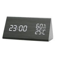 Reloj electrónico Triangular LED de madera, despertador Digital de temperatura y humedad, USB/AAA, Decoración de mesa de dormitorio - details 13